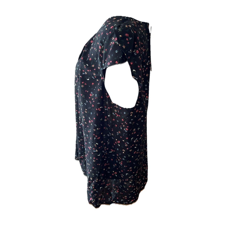 Women's Wild Jasmine Floral‎ Short  Sleeve Blouse Tulip Sleeve 3x Black Pink 3X - Picture 5 of 13